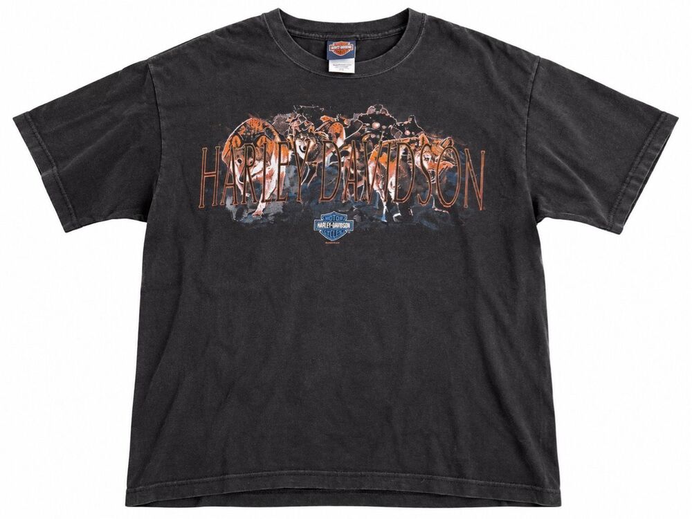 Harley Davidson Vintage Wolf Battlefield Gettysburg PA Black T-Shirt Size Large